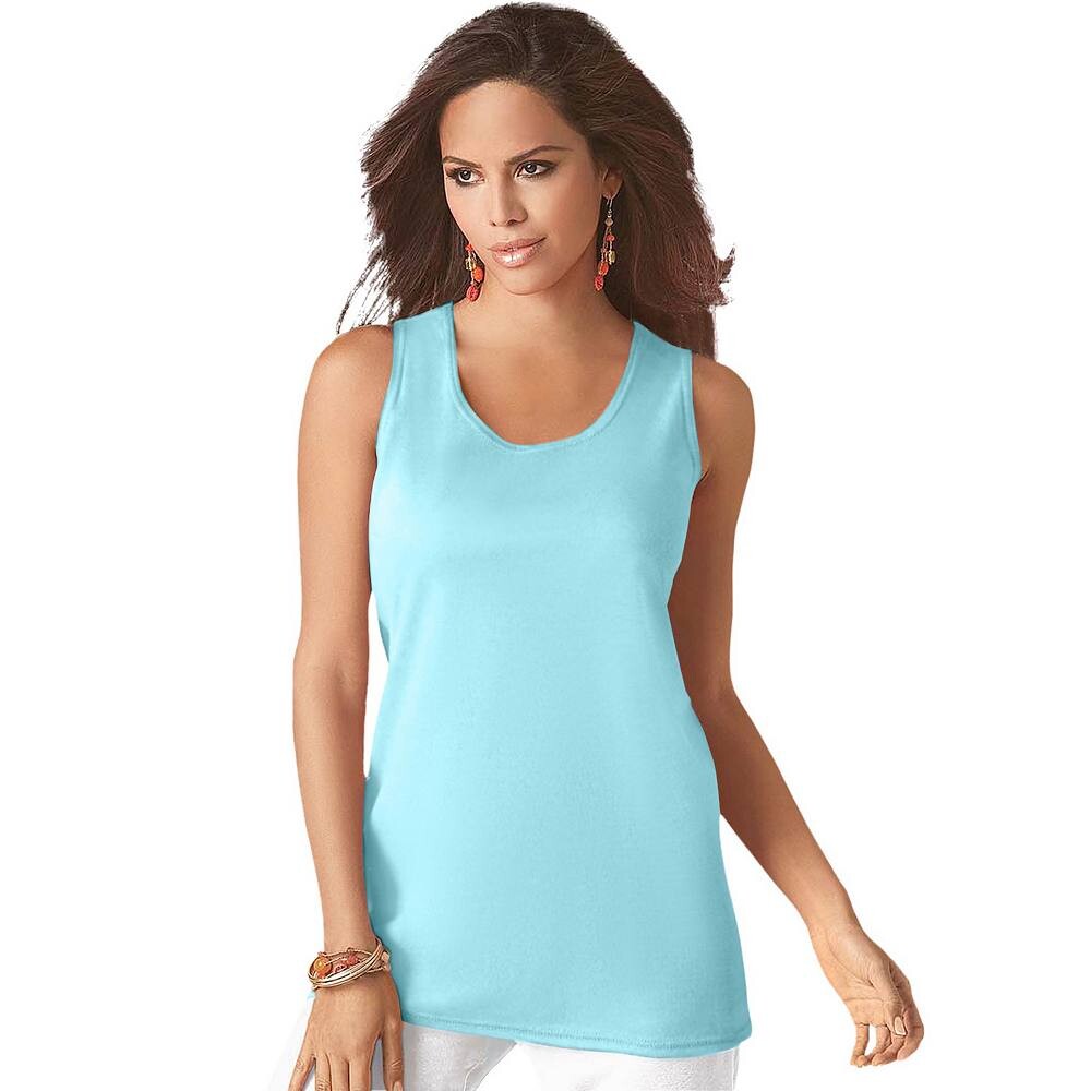 Женская майка больших размеров Roaman с круглым вырезом Roaman's, цвет Light Aqua 
Женская майка больших размеров Roaman с круглым вырезом Roaman's, цвет Light Aqua