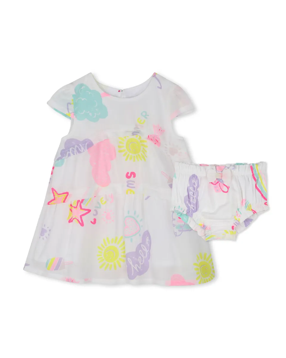 Комплект платья с принтом и чехла для подгузника для девочки Billieblush, белый
Комплект платья с принтом и чехла для подгузника для девочки Billieblush, белый