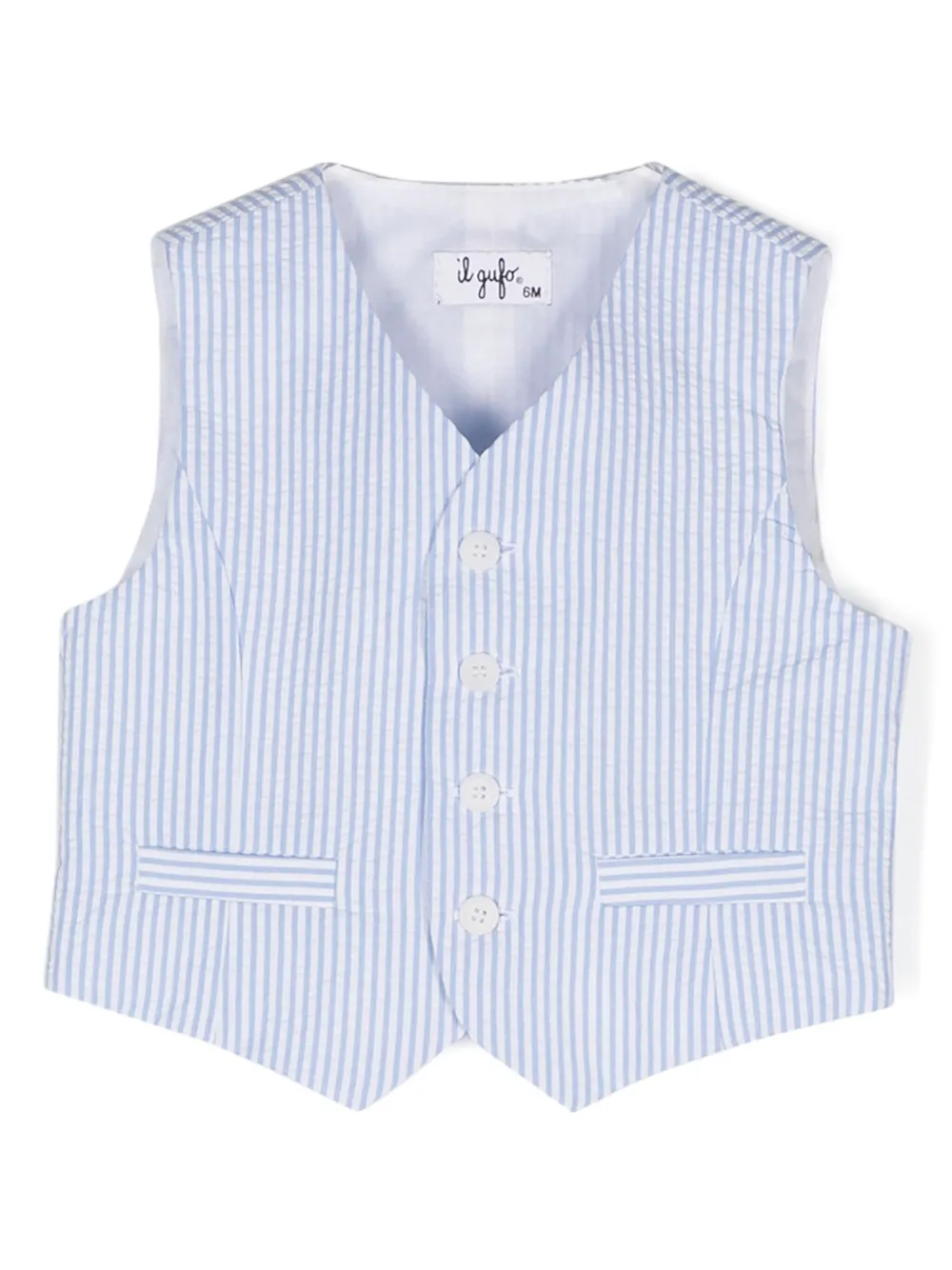 Жилет из сирсакера в полоску Il Gufo, синий
Жилет из сирсакера в полоску Il Gufo, синий