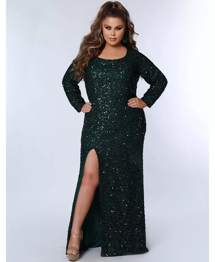 Женское облегающее платье с длинными рукавами и глубоким круглым вырезом, с пайетками, больших размеров Sydney's Closet, зеленый
Женское облегающее платье с длинными рукавами и глубоким круглым вырезом, с пайетками, больших размеров Sydney's Closet, зеленый