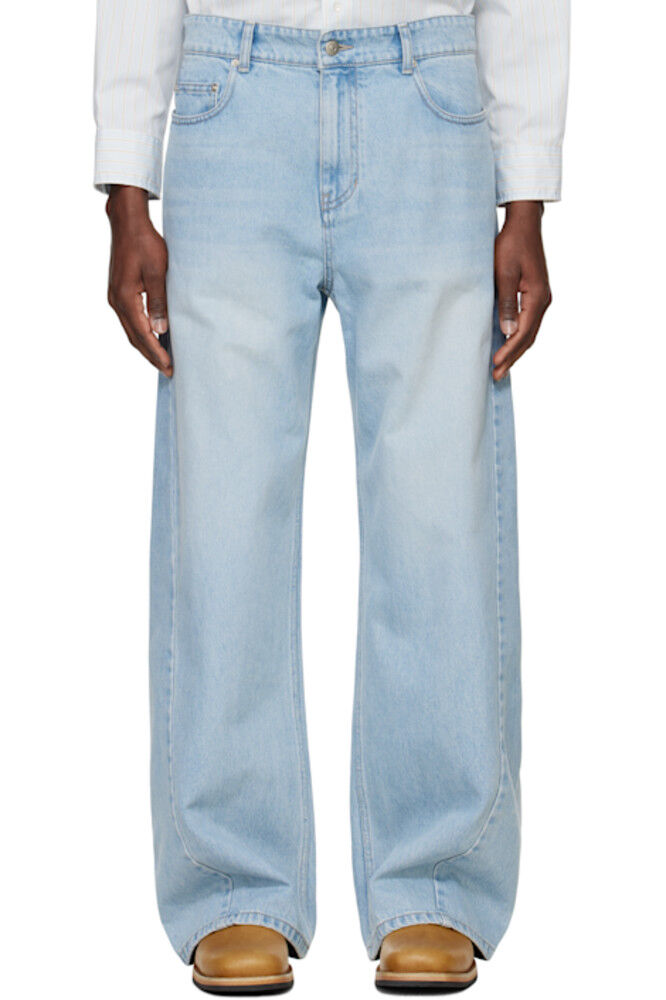 Синие джинсы с перекрученным боковым швом System
Синие джинсы с перекрученным боковым швом System