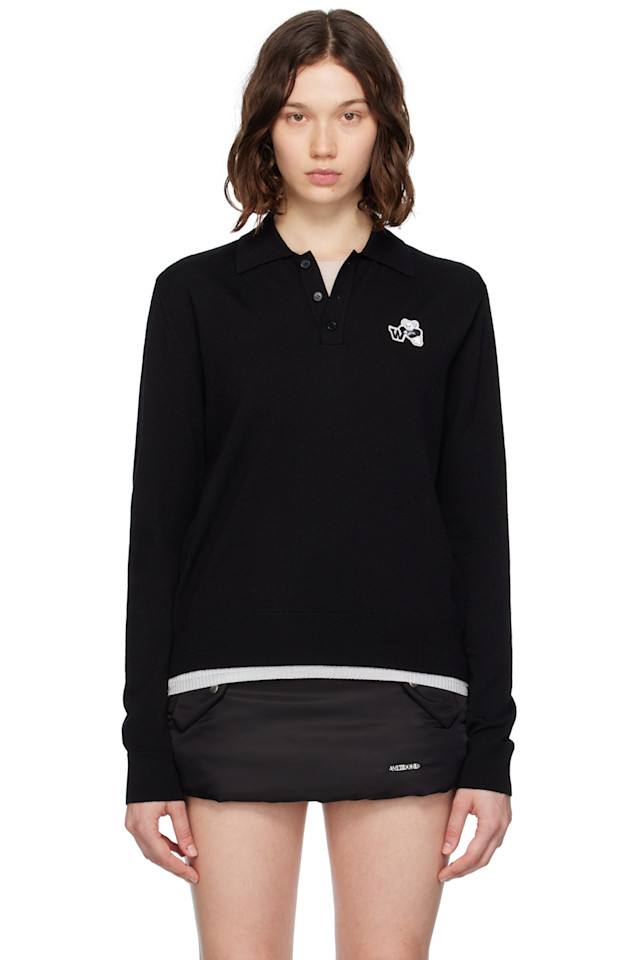 Поло с нашивкой из шерсти с логотипом We11Done, черный
Поло с нашивкой из шерсти с логотипом We11Done, черный