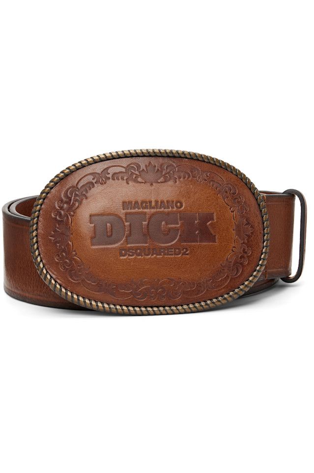 Ремень Magliano edition d2 с тисненым изображением «члена» Dsquared2, коричневый
Ремень Magliano edition d2 с тисненым изображением «члена» Dsquared2, коричневый
