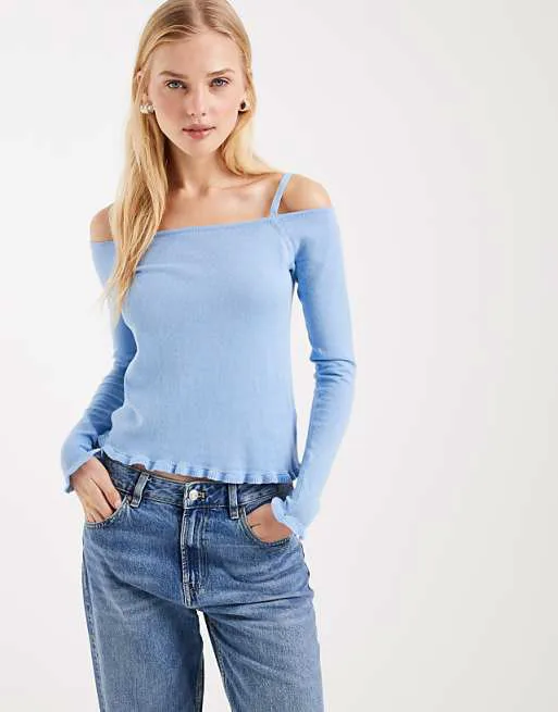 Трикотажный топ с открытыми плечами и открытыми плечами Mango Teen бледно-голубого цвета из 100% хлопка
Трикотажный топ с открытыми плечами и открытыми плечами Mango Teen бледно-голубого цвета из 100% хлопка