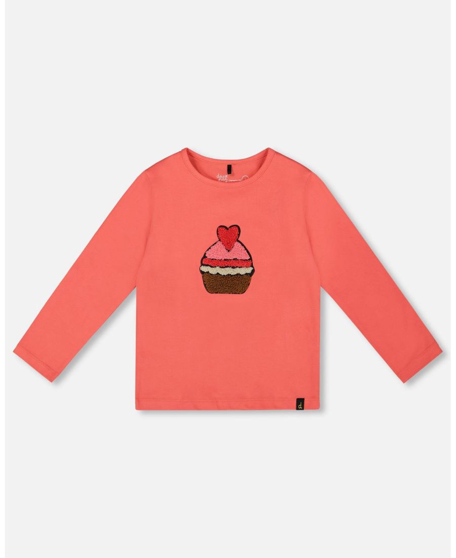 Детская хлопковая футболка для девочки, кораллового цвета с кексом Deux par Deux, Coral
Детская хлопковая футболка для девочки, кораллового цвета с кексом Deux par Deux, Coral