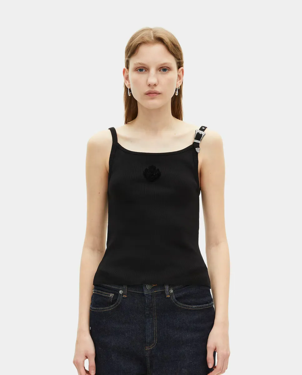 Женская майка в рубчик The Kooples, черный 
Женская майка в рубчик The Kooples, черный