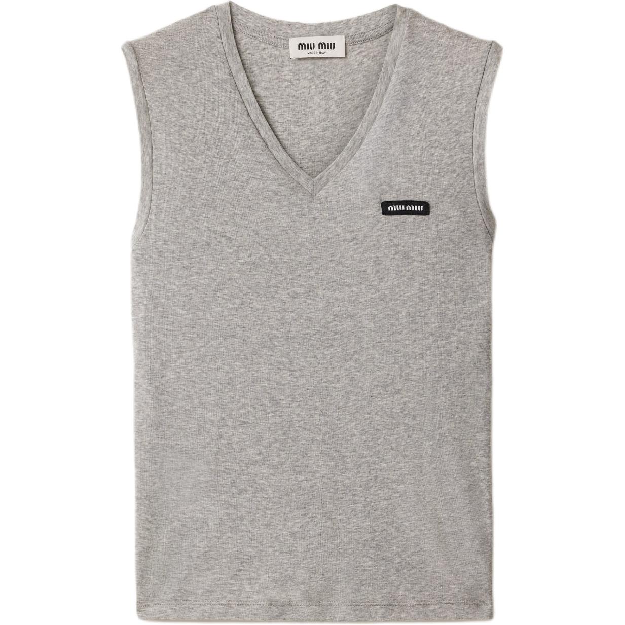 Футболка-майка с V-образным вырезом и логотипом MIU MIU, серый
Футболка-майка с V-образным вырезом и логотипом MIU MIU, серый