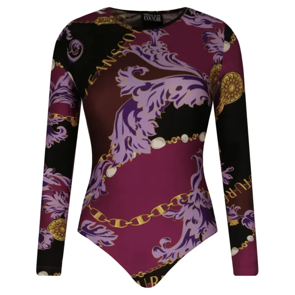 Тонкое подтянутое боди Versace, фиолетовый 
Тонкое подтянутое боди Versace, фиолетовый