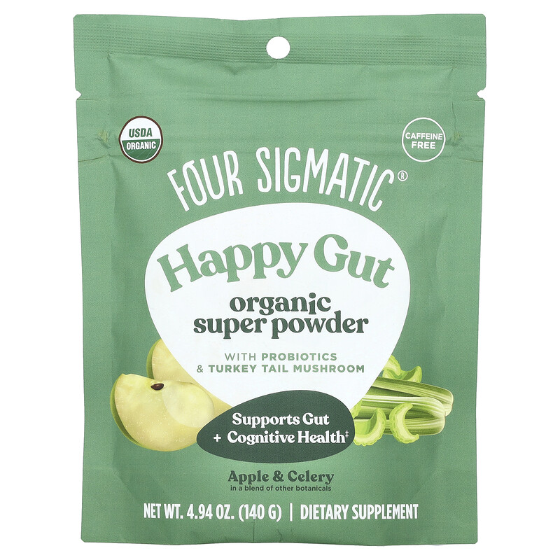 Four Sigmatic, Happy Gut, органический супер-порошок с пробиотиками и турецким хвостом, яблочный сельдерей, 140 г (4,94 унции)
Four Sigmatic, Happy Gut, органический супер-порошок с пробиотиками и турецким хвостом, яблочный сельдерей, 140 г (4,94 унции)