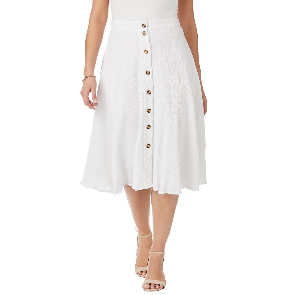 Женская газовая юбка миди на пуговицах спереди Jessica London больших размеров, белый
Женская газовая юбка миди на пуговицах спереди Jessica London больших размеров, белый