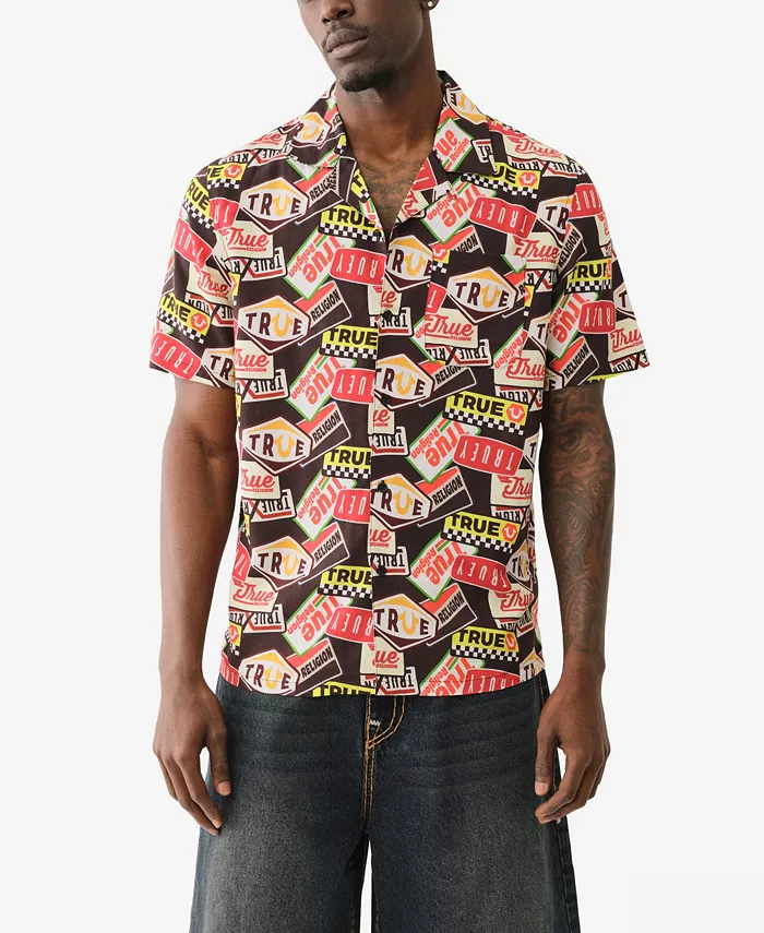 Мужская рубашка с коротким рукавом Camp Allover Print True Religion, мультиколор 
Мужская рубашка с коротким рукавом Camp Allover Print True Religion, мультиколор