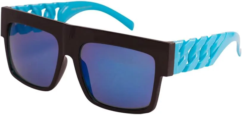 Солнцезащитные очки в стиле ретро с плоской верхней частью и квадратными дужками-цепочками (черная и неоново-синяя оправа, синие зеркальные линзы Iridium) Dweebzilla
Солнцезащитные очки в стиле ретро с плоской верхней частью и квадратными дужками-цепочками (черная и неоново-синяя оправа, синие зеркальные линзы Iridium) Dweebzilla