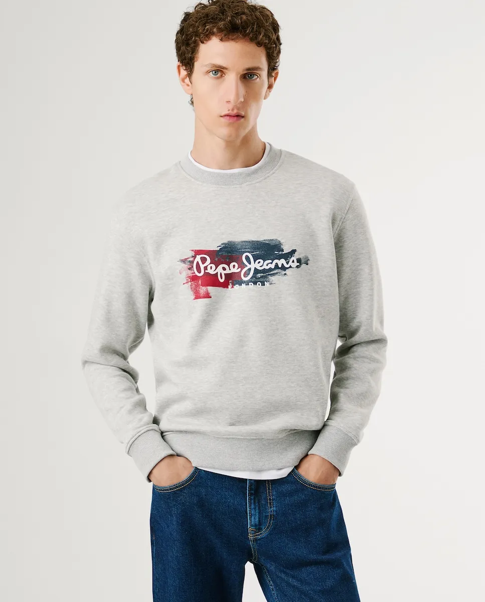 Мужская толстовка с круглым вырезом и логотипом в акварельном стиле Pepe Jeans, серый
Мужская толстовка с круглым вырезом и логотипом в акварельном стиле Pepe Jeans, серый