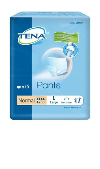 Трусики впитывающие L, 10 шт. Tena, Pants Normal OTC Edition
Трусики впитывающие L, 10 шт. Tena, Pants Normal OTC Edition