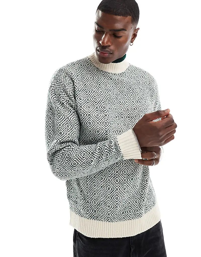 Джемпер свободного кроя с воротником-стойкой в технике интарсия в цвете «лесной зеленый» Native Youth
Джемпер свободного кроя с воротником-стойкой в технике интарсия в цвете «лесной зеленый» Native Youth