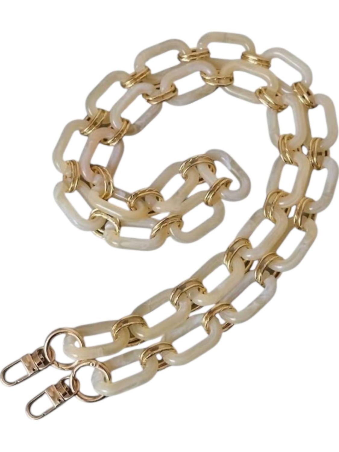 Акриловый цепочный ремешок для сумки в цвете крем/золото Designed For Joy 
Акриловый цепочный ремешок для сумки в цвете крем/золото Designed For Joy