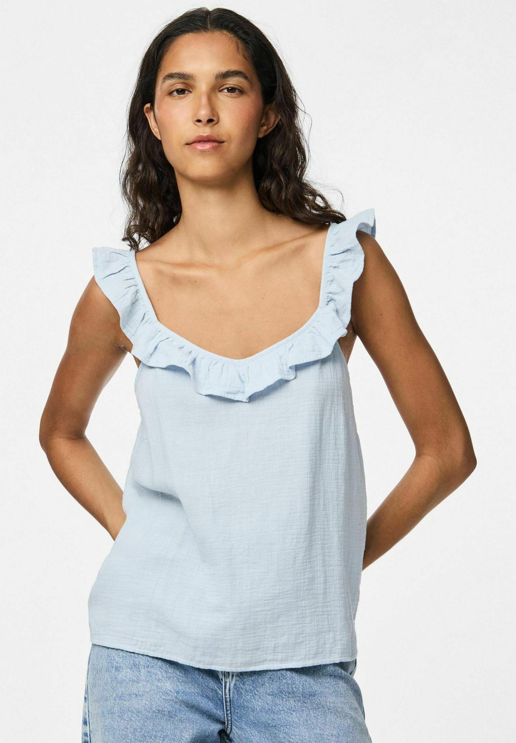 Топ PCSASTINA - Blouse Pieces, светло-голубой 
Топ PCSASTINA - Blouse Pieces, светло-голубой