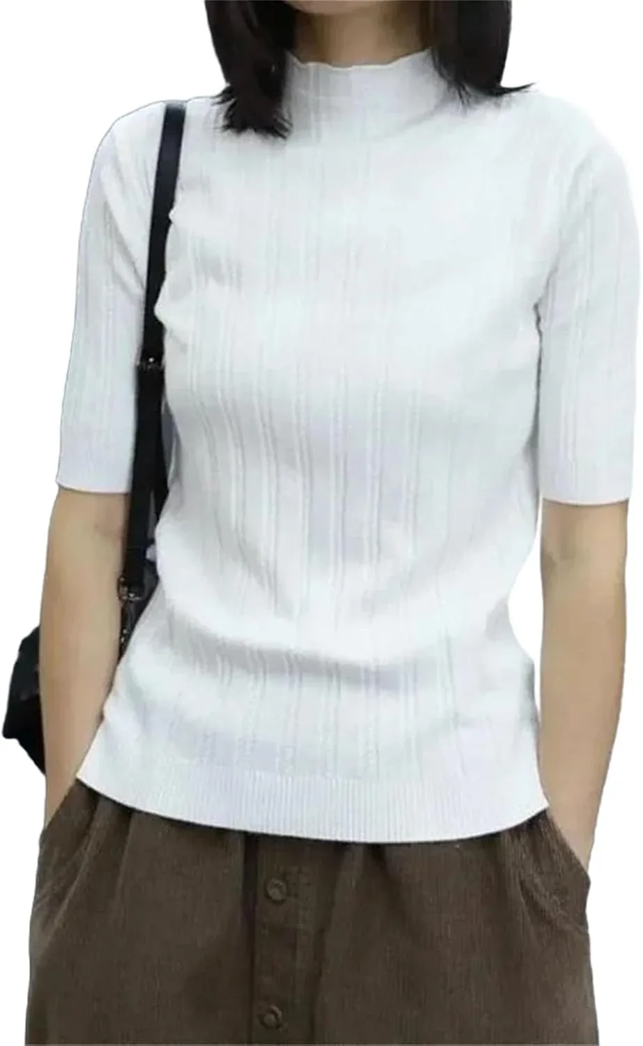 Женский тонкий вязаный свитер с воротником-стойкой из кашемира и шерсти с коротким рукавом
Женский тонкий вязаный свитер с воротником-стойкой из кашемира и шерсти с коротким рукавом