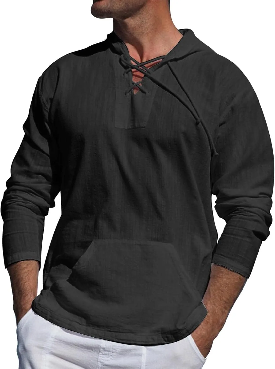 Мужская льняная пляжная толстовка с V-образным вырезом и длинными рукавами Mmoneyake
Мужская льняная пляжная толстовка с V-образным вырезом и длинными рукавами Mmoneyake