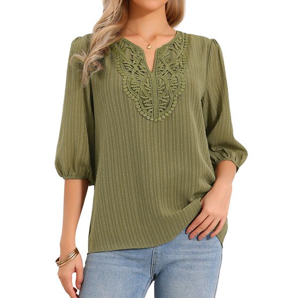 Повседневная блуза из шифона с v-образным вырезом, рукавом 3/4, пышными рукавами и вышивкой Inspire Chic
Повседневная блуза из шифона с v-образным вырезом, рукавом 3/4, пышными рукавами и вышивкой Inspire Chic