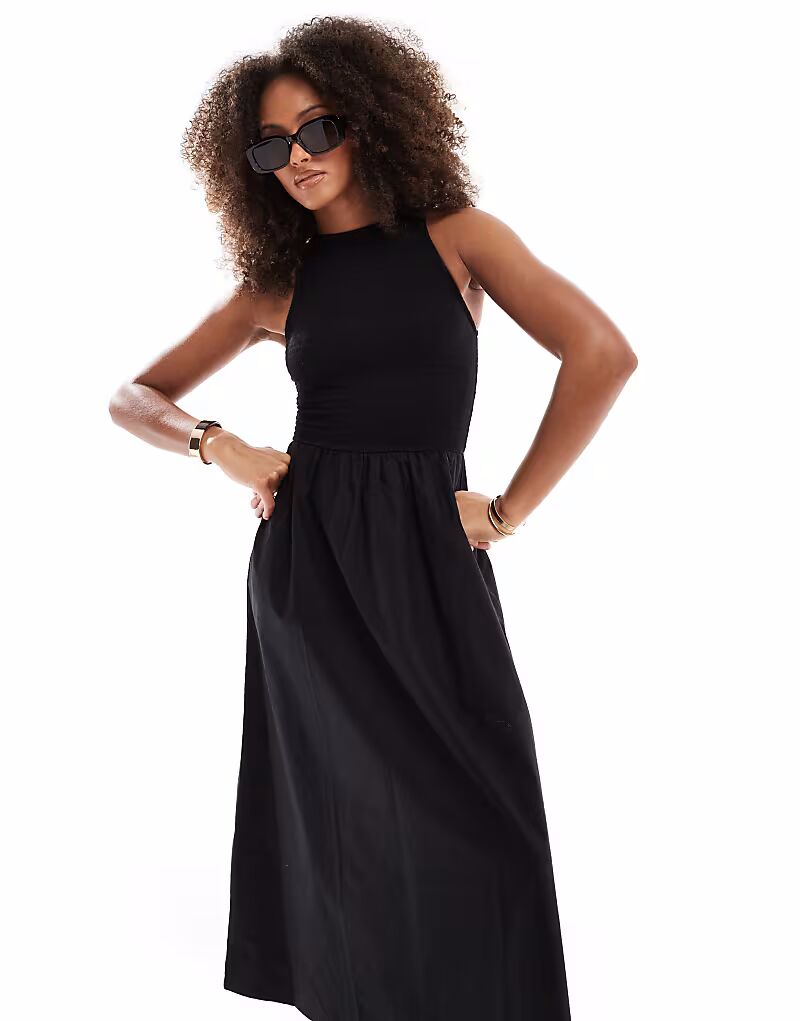 Платье-миди с юбкой-борцовкой и жатым лифом из поплина ASOS DESIGN черного цвета
Платье-миди с юбкой-борцовкой и жатым лифом из поплина ASOS DESIGN черного цвета