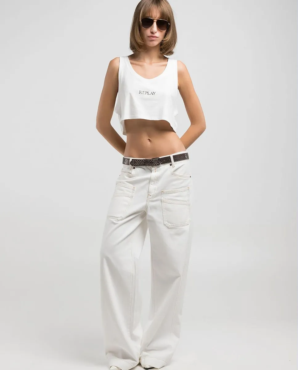Женский короткий топ без рукавов Replay, белый
Женский короткий топ без рукавов Replay, белый