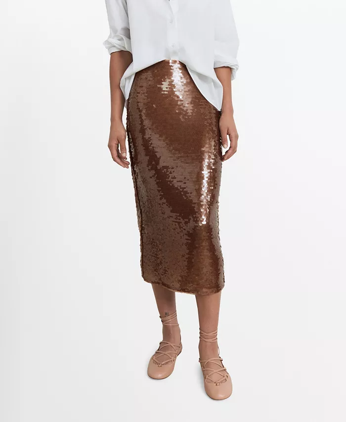 Женская юбка миди с пайетками MANGO, коричневый
Женская юбка миди с пайетками MANGO, коричневый