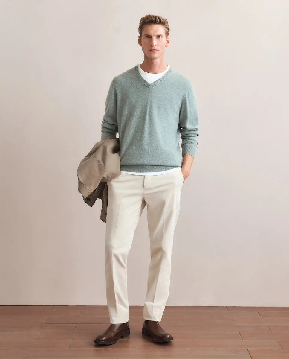 Мужской джемпер с V-образным вырезом, однотонный, из кашемира Emidio Tucci, бирюзовый
Мужской джемпер с V-образным вырезом, однотонный, из кашемира Emidio Tucci, бирюзовый