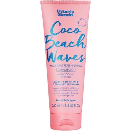 Питательный шампунь Coco Beach Waves для сухих и поврежденных солнцем волос с кокосовым маслом и витамином Е 250 мл Umberto Giannini
Питательный шампунь Coco Beach Waves для сухих и поврежденных солнцем волос с кокосовым маслом и витамином Е 250 мл Umberto Giannini
