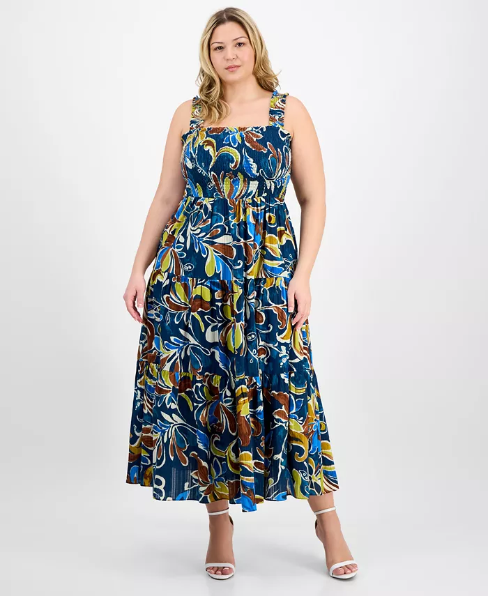 Платье макси размера плюс с принтом из хлопка со сборками без рукавов Anne Klein, синий
Платье макси размера плюс с принтом из хлопка со сборками без рукавов Anne Klein, синий