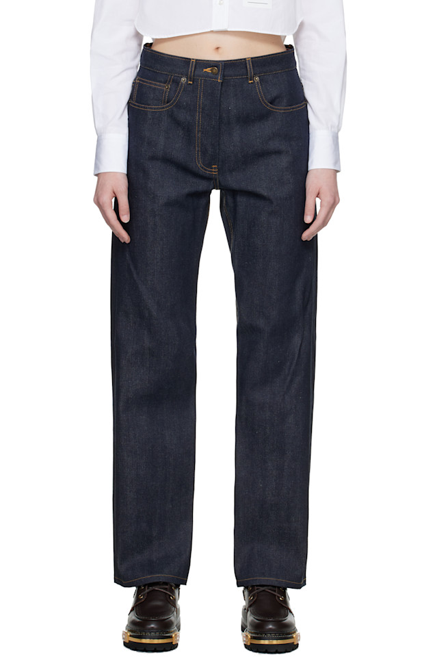Джинсы с пятью карманами и кромкой из хлопка Thom Browne, темно-синий
Джинсы с пятью карманами и кромкой из хлопка Thom Browne, темно-синий
