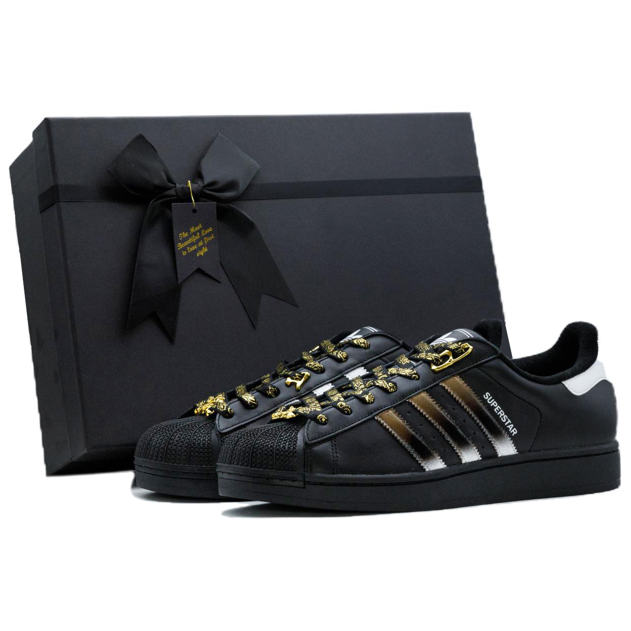 Adidas Originals Superstar 2 Golden Emblem, Obsidian Box Abrasion Resistant Low top Skateboard Shoes Unisex Black Gold
Adidas Originals Superstar 2 Golden Emblem, Obsidian Box Abrasion Resistant Low top Skateboard Shoes Unisex Black Gold