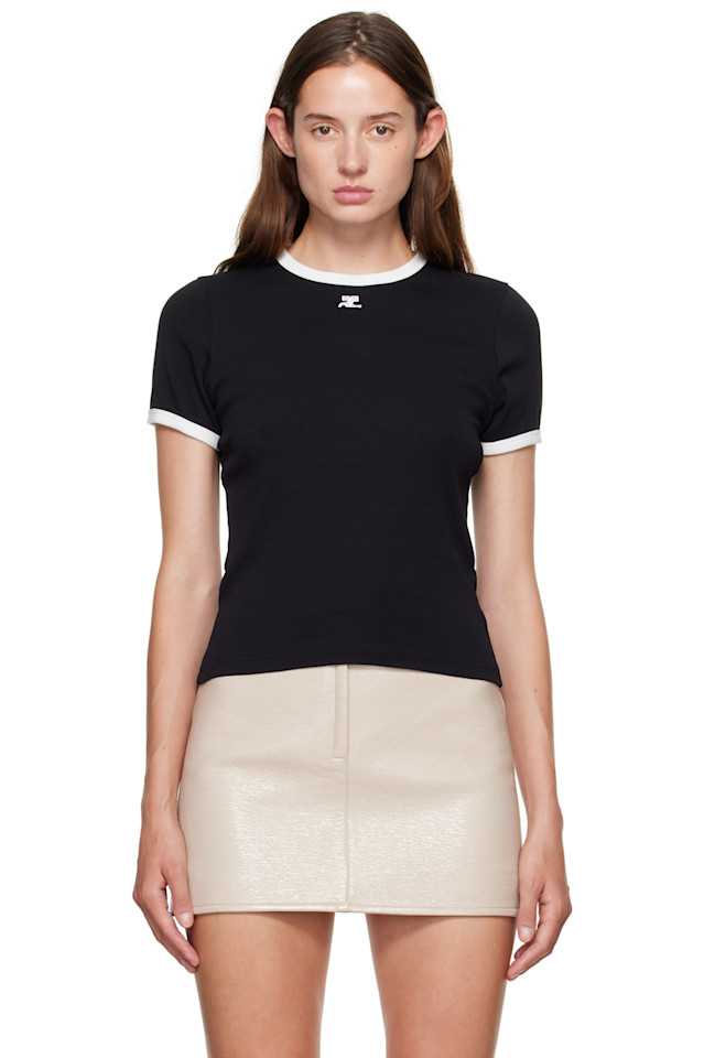 Courrèges Черная контрастная футболка с фирменным знаком
Courrèges Черная контрастная футболка с фирменным знаком