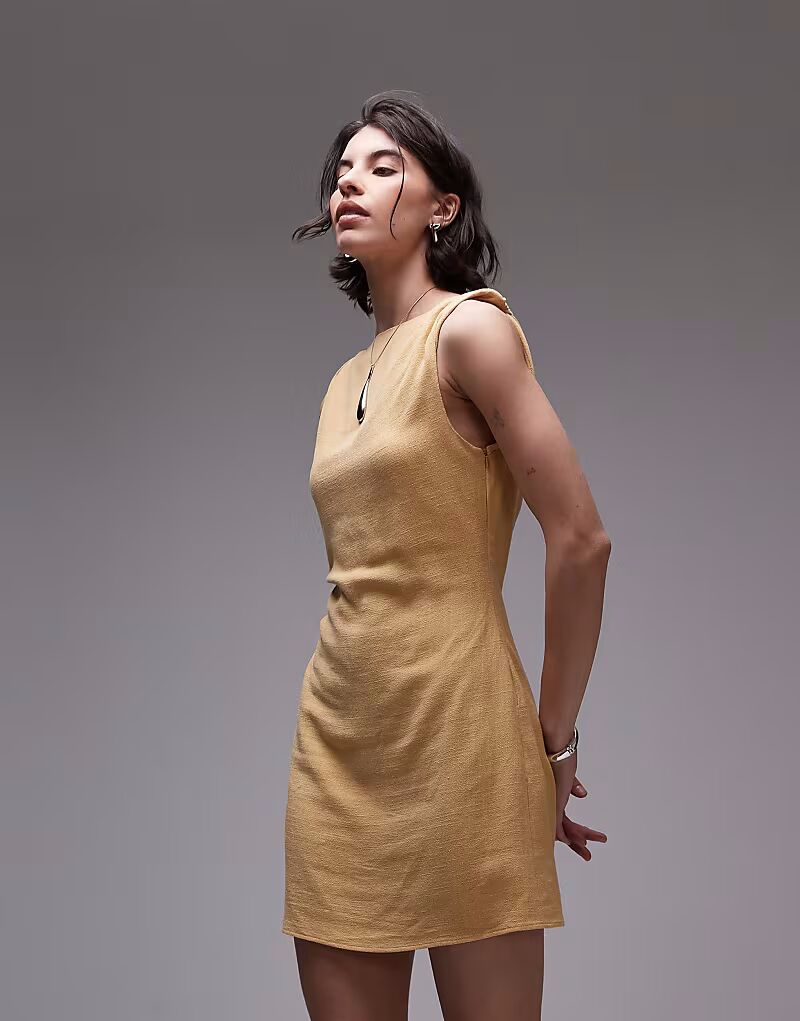 Мини-платье из льна Topshop с закрученными плечами цвета пахты
Мини-платье из льна Topshop с закрученными плечами цвета пахты