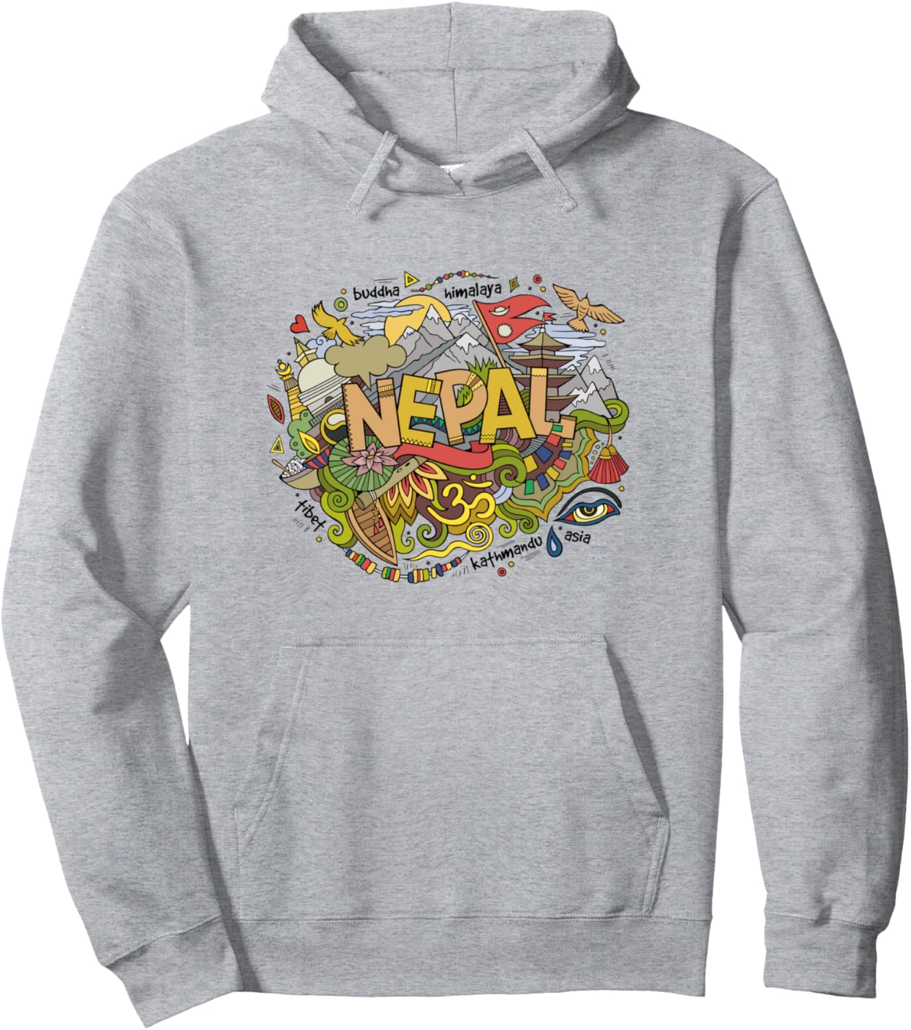 Худи с рисунком, демонстрирующим культуру Непала Nepaligift, серый
Худи с рисунком, демонстрирующим культуру Непала Nepaligift, серый