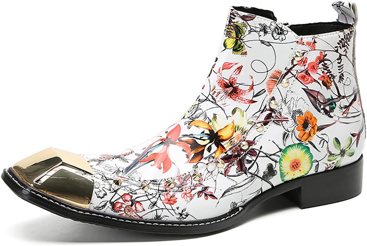 Мужские ботинки Santimon Chelsea, повседневные, для вечеринок, из кожи, с металлическим квадратным носком, с цветочным граффити, ковбойские ботинки для мужчин, модные западные ботинки на молнии до щиколотки, белый
Мужские ботинки Santimon Chelsea, повседневные, для вечеринок, из кожи, с металлическим квадратным носком, с цветочным граффити, ковбойские ботинки для мужчин, модные западные ботинки на молнии до щиколотки, белый