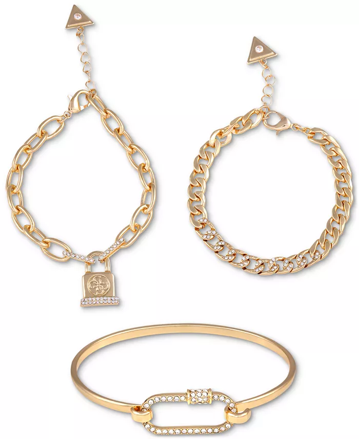 Набор из трёх браслетов в стиле панк с паве золотистого оттенка GUESS
Набор из трёх браслетов в стиле панк с паве золотистого оттенка GUESS