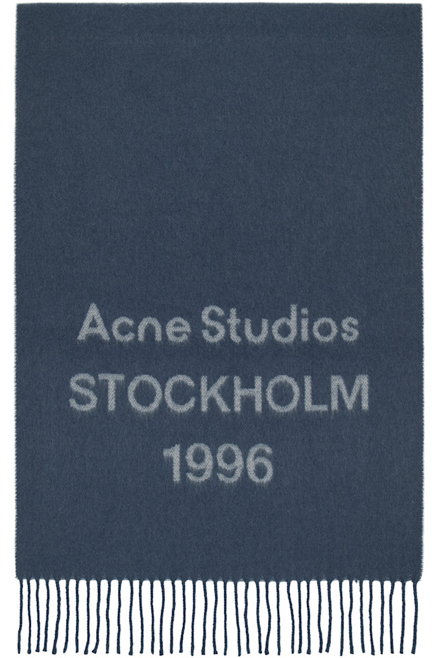 Acne Studios Широкий синий шарф с логотипом
Acne Studios Широкий синий шарф с логотипом