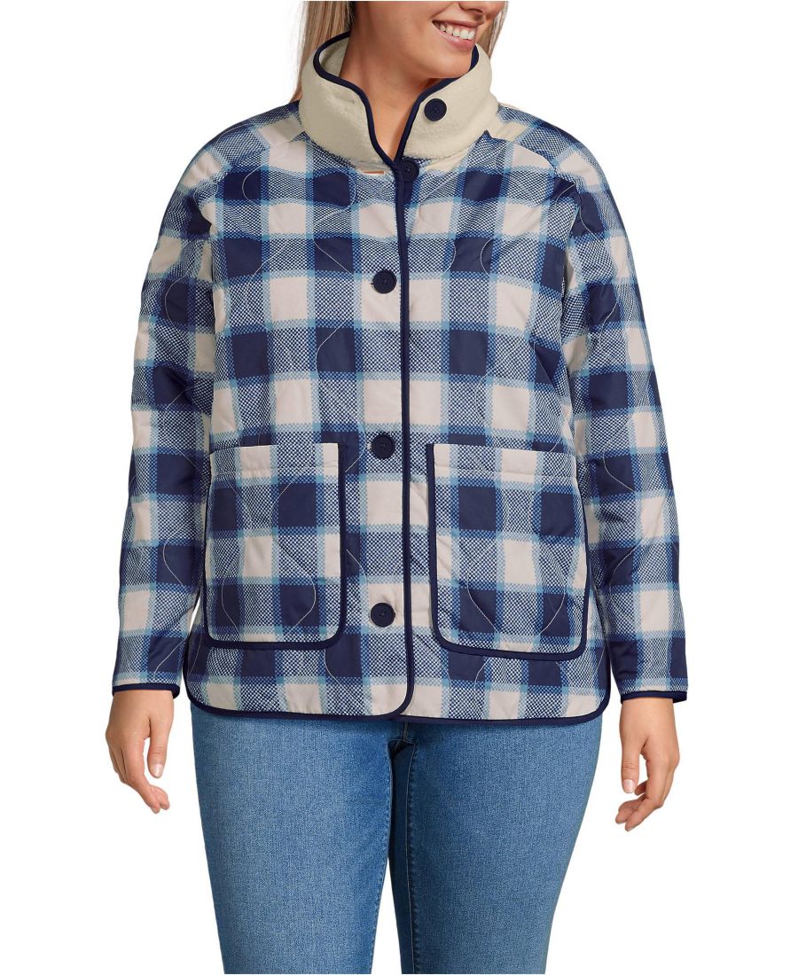 Длинная двусторонняя куртка из комбинированного флиса с высоким ворсом больших размеров Lands' End, Ivory/navy check
Длинная двусторонняя куртка из комбинированного флиса с высоким ворсом больших размеров Lands' End, Ivory/navy check