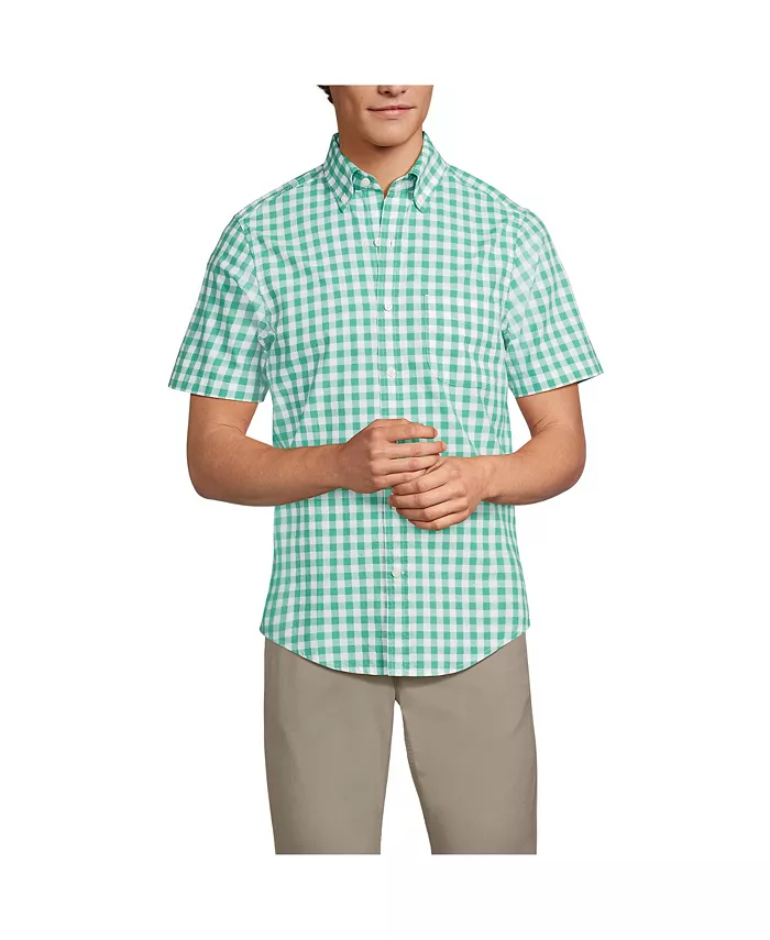 Мужская легкая поплиновая рубашка с коротким рукавом Essential Lands' End, зеленый 
Мужская легкая поплиновая рубашка с коротким рукавом Essential Lands' End, зеленый