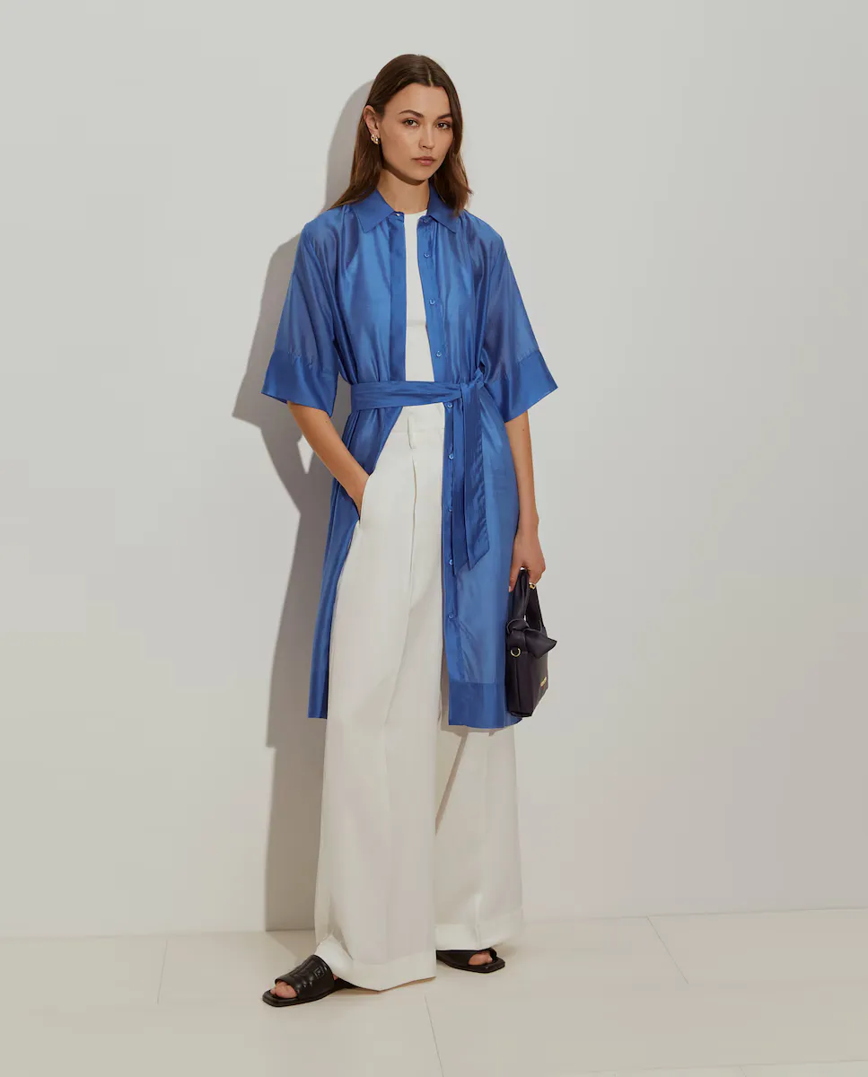 Длинная женская рубашка из смеси лиоцелла Lion of Porches, синий 
Длинная женская рубашка из смеси лиоцелла Lion of Porches, синий