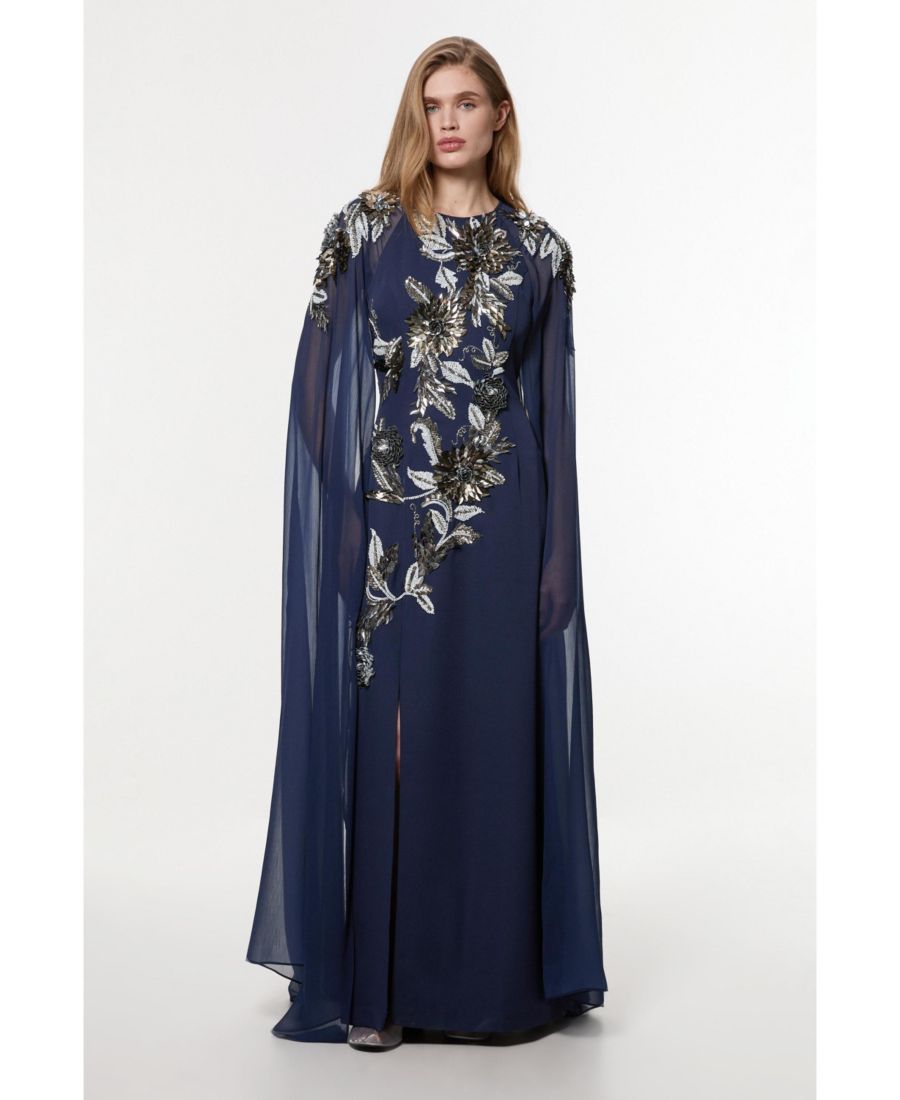 Женское длинное платье-накидка с цветочным 3D-принтом и рукавами-кейпами Karen Millen, Navy
Женское длинное платье-накидка с цветочным 3D-принтом и рукавами-кейпами Karen Millen, Navy