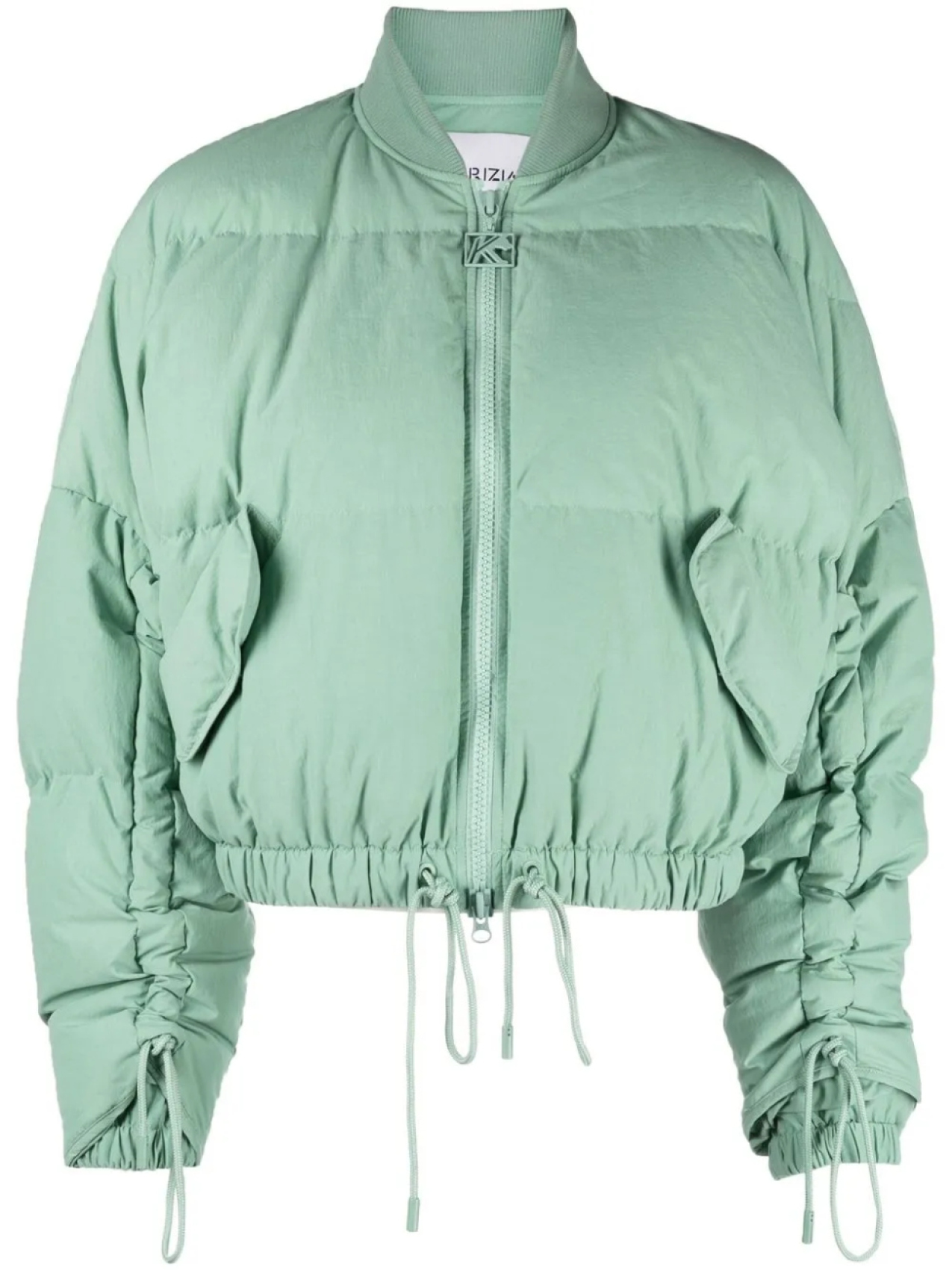 Бомбер-пуховик с кулиской Krizia, зеленый 
Бомбер-пуховик с кулиской Krizia, зеленый