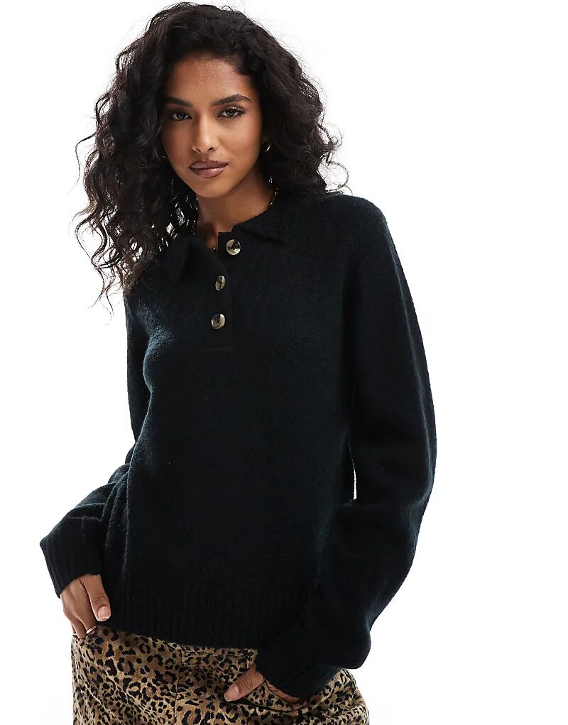 Вязаный джемпер с воротником черного цвета Threadbare
Вязаный джемпер с воротником черного цвета Threadbare