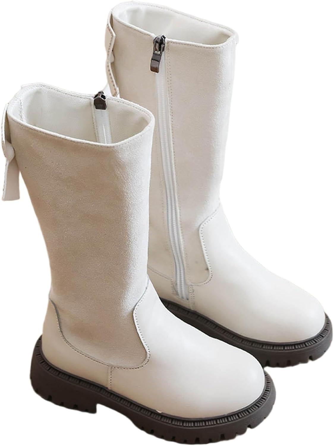 Детские сапоги до колена с боковой молнией, военные сапоги с бантиком, утепленные сапожки из искусственной кожи для снега, повседневные с низким каблуком, подошва для езды Generic, White
Детские сапоги до колена с боковой молнией, военные сапоги с бантиком, утепленные сапожки из искусственной кожи для снега, повседневные с низким каблуком, подошва для езды Generic, White