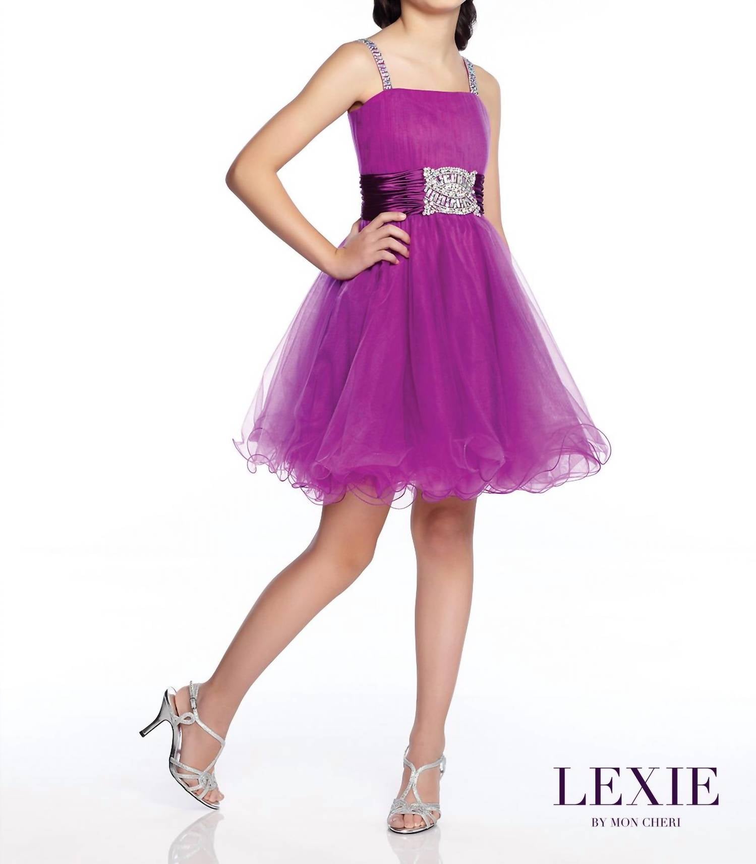 Lexie Mon Cheri Tween Блестящее платье с бусинами в фиолетовом цвете Social Occasions by Mon Cheri