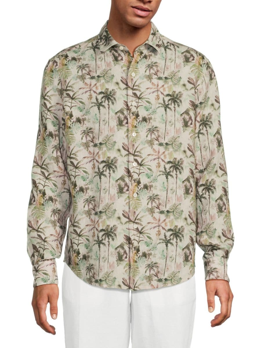 Льняная рубашка с принтом Julian Palm Bugatchi, хаки
Льняная рубашка с принтом Julian Palm Bugatchi, хаки