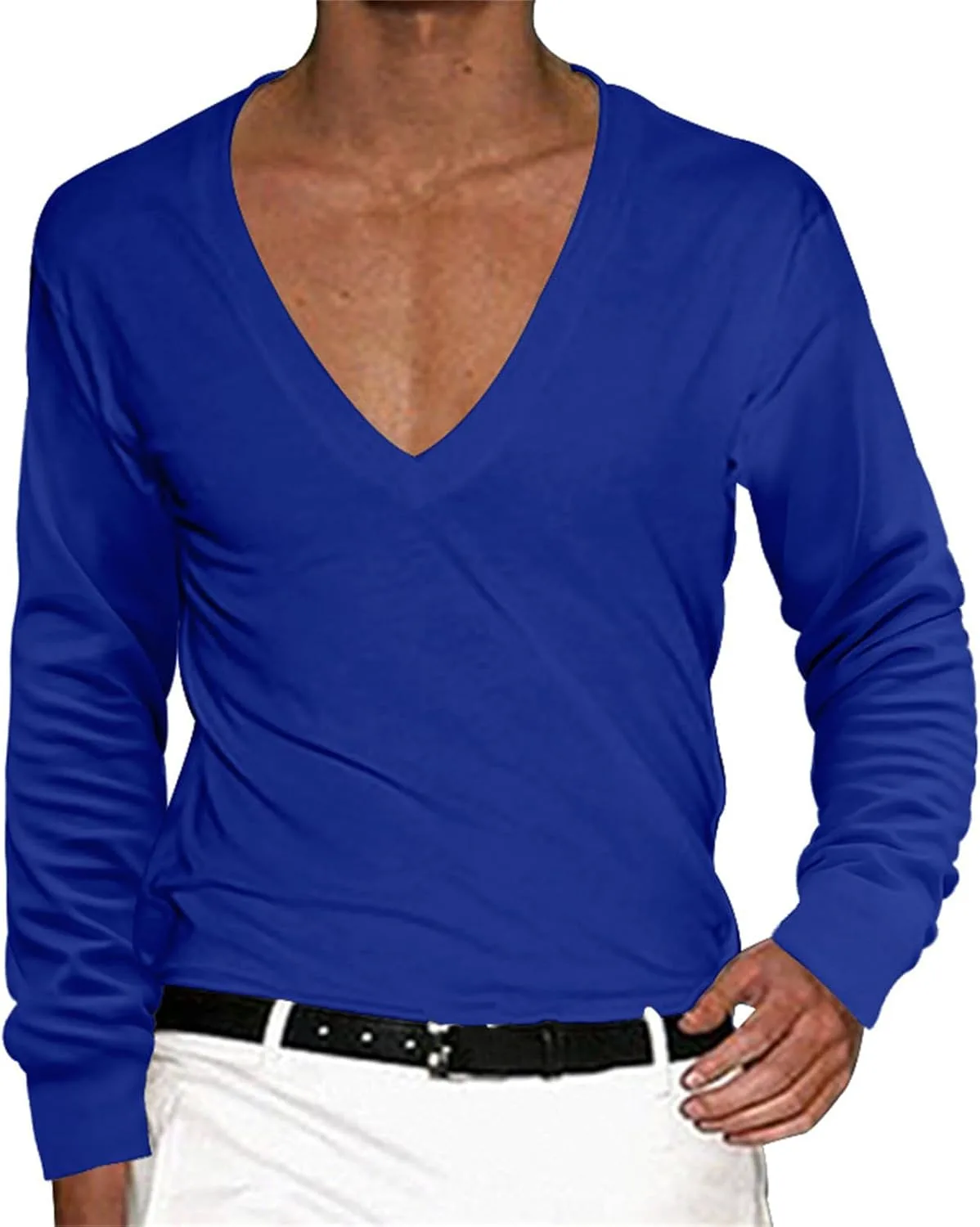 Мужская футболка с V-образным вырезом, однотонная, Slim Fit, с длинным рукавом LGHLMCL
Мужская футболка с V-образным вырезом, однотонная, Slim Fit, с длинным рукавом LGHLMCL