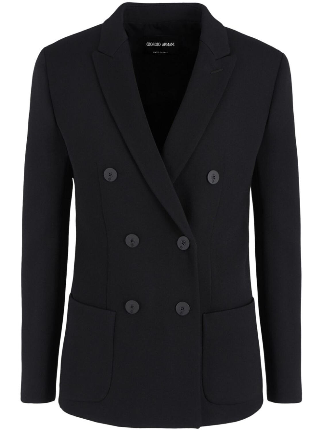 Giorgio Armani двубортный блейзер с заостренными лацканами, черный
Giorgio Armani двубортный блейзер с заостренными лацканами, черный