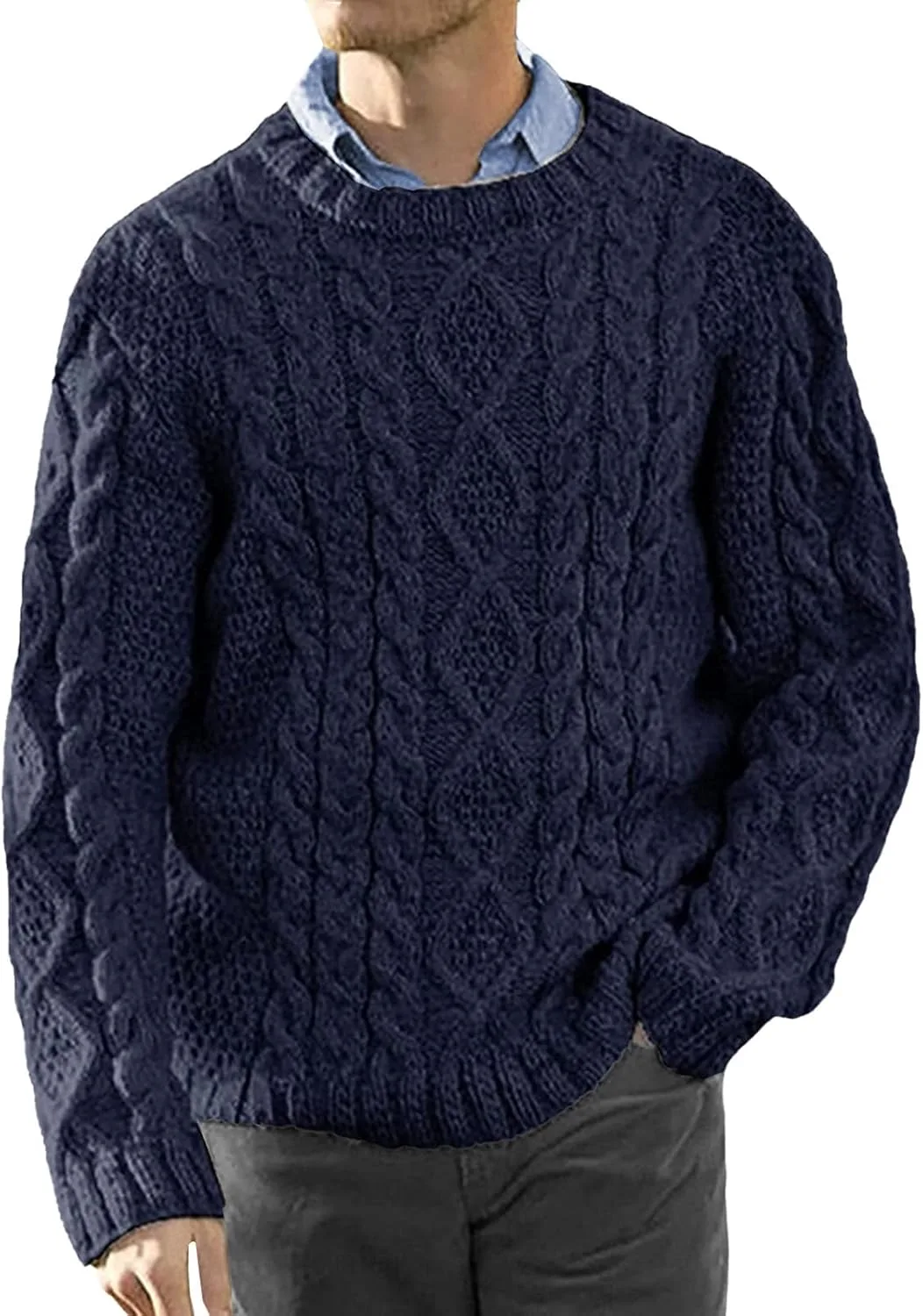 Мужской свитер-пуловер с косой вязкой, Chunky, Slim Fit Kassercny
Мужской свитер-пуловер с косой вязкой, Chunky, Slim Fit Kassercny